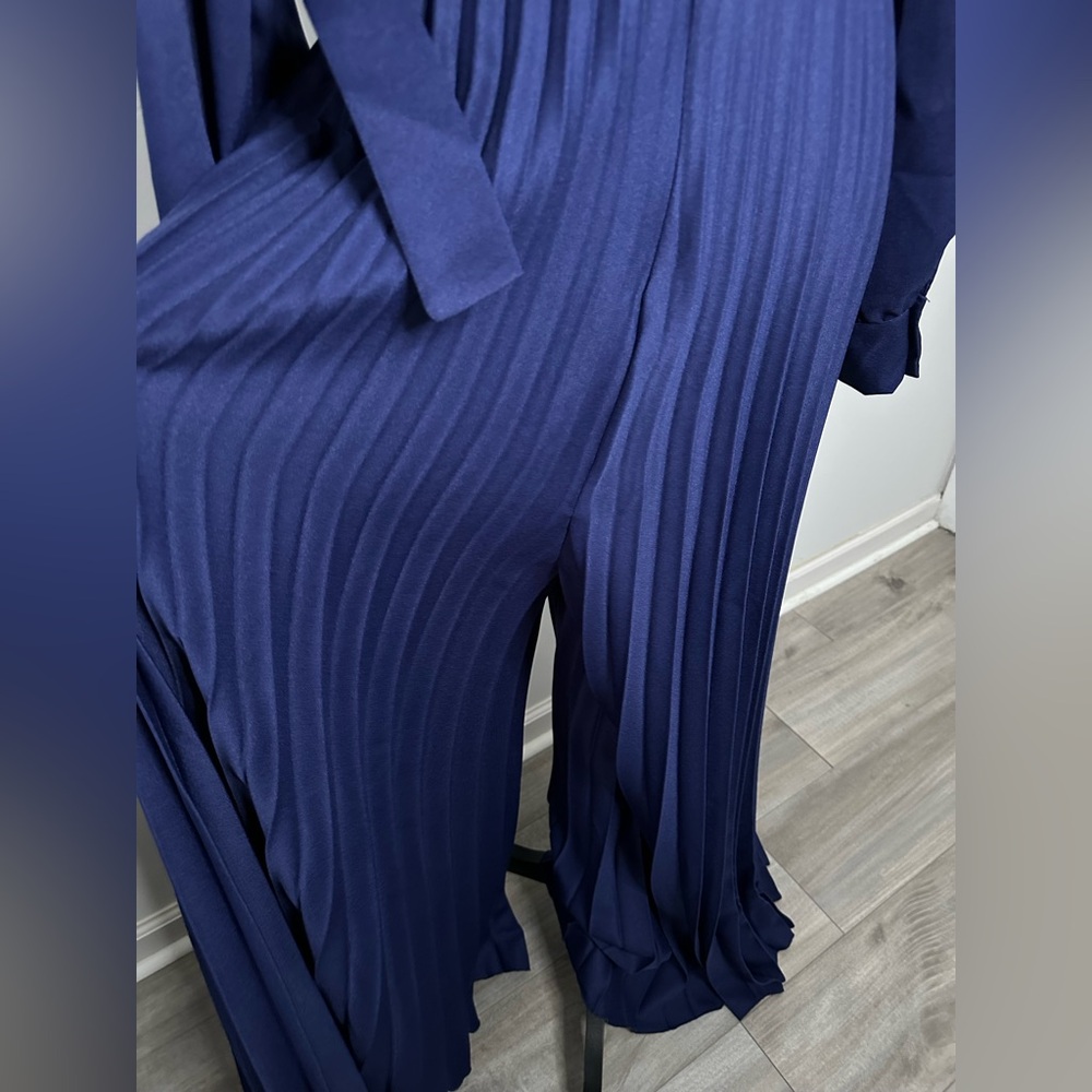 SHEIN Elegant Navy Blue Pleated Jumpsuit - Size XL (12) New w/o T - Picture 7 of 11